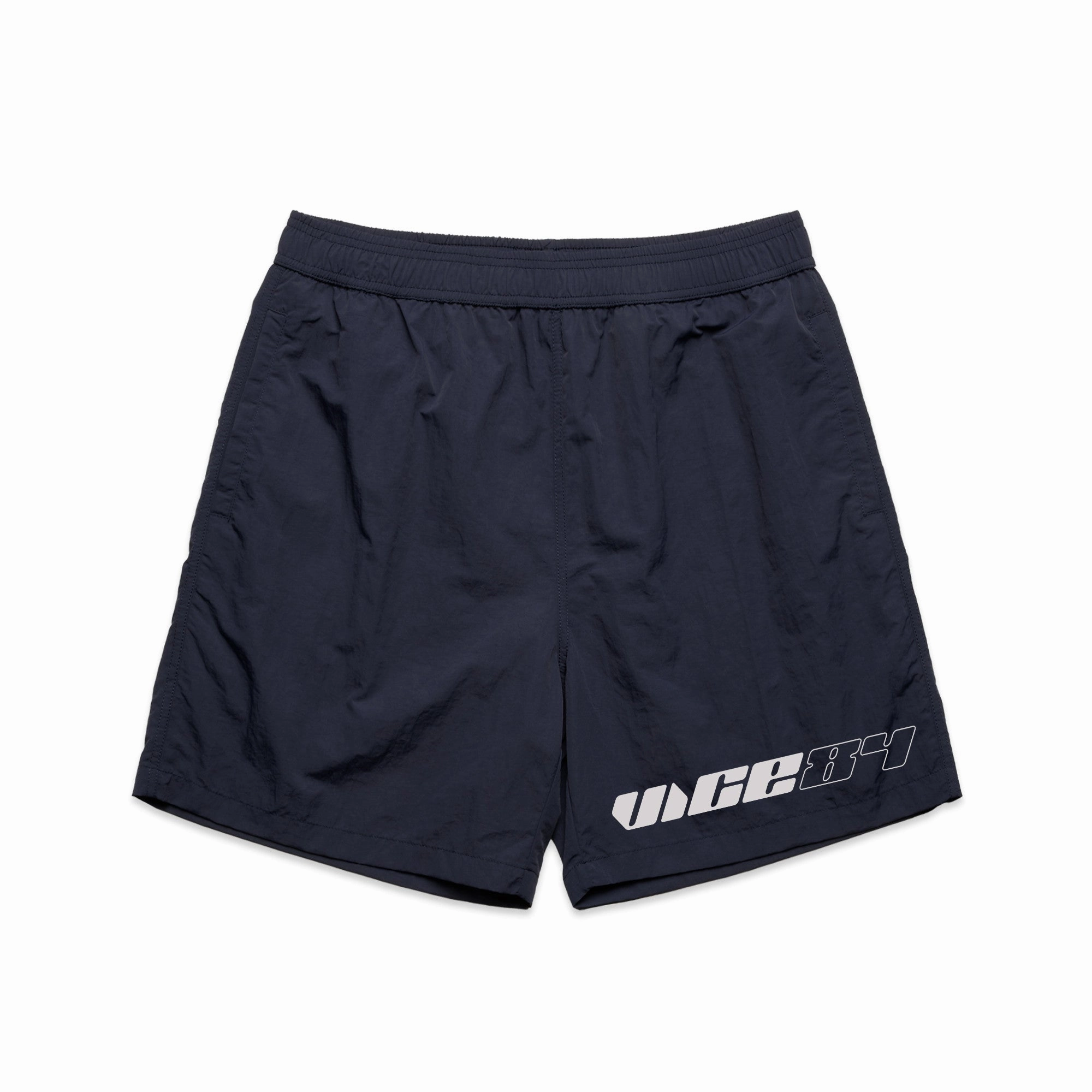 Vice 84 'Racer' Crinkle Recycled Swim Shorts - Navy Smart Fit Relaxed Waistband