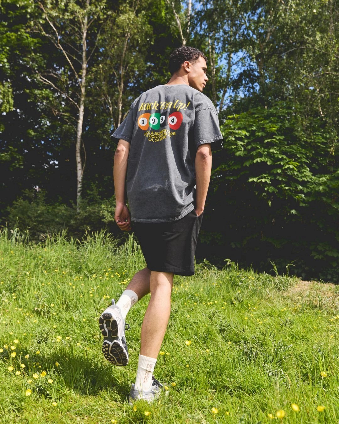 Vice 84 'Rack 'Em Up' Vintage Washed Tee - Black Slim Fit Cut Subtle Embroidery