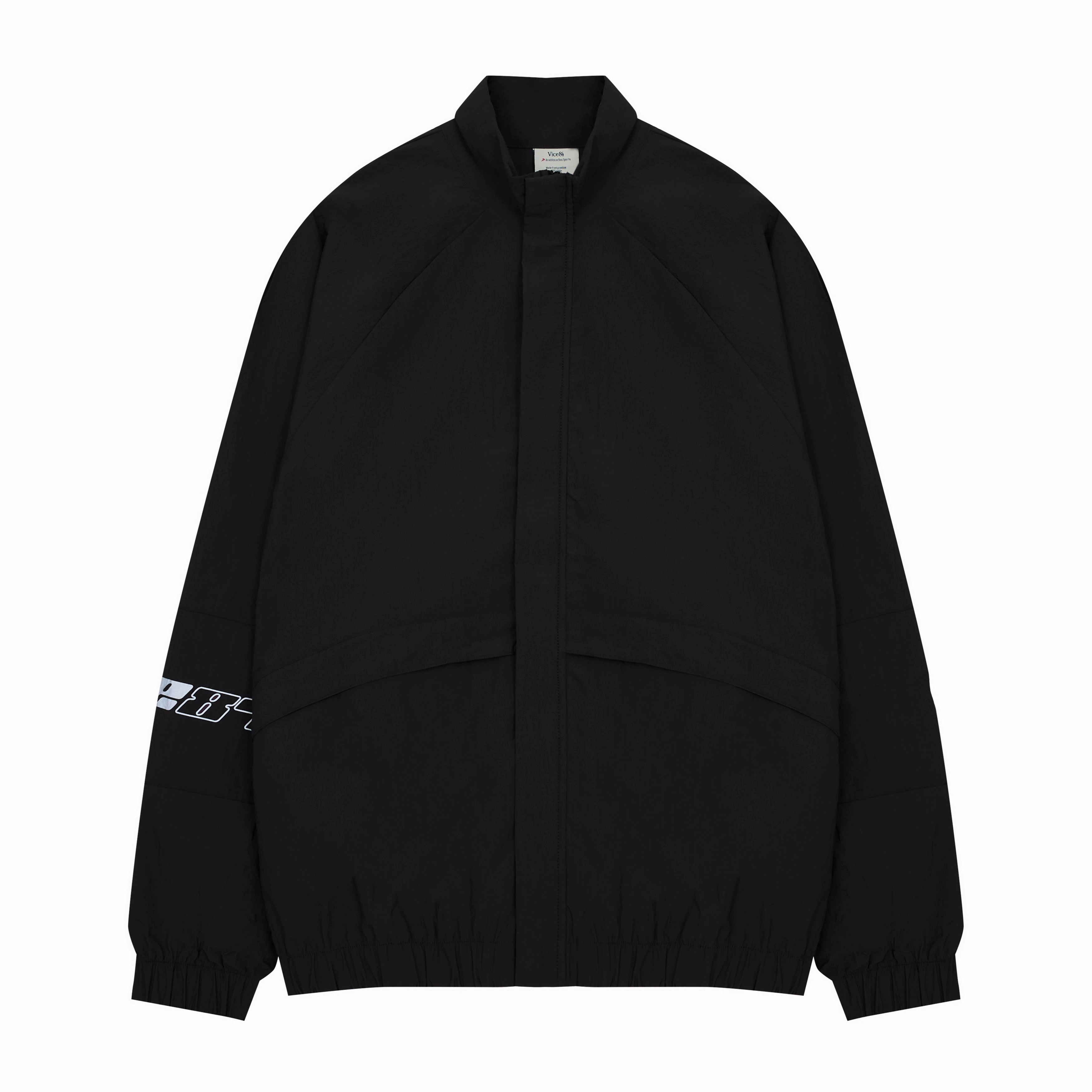 Vice 84 'Reflective Racer' Nylon Track Jacket - Black High Neck