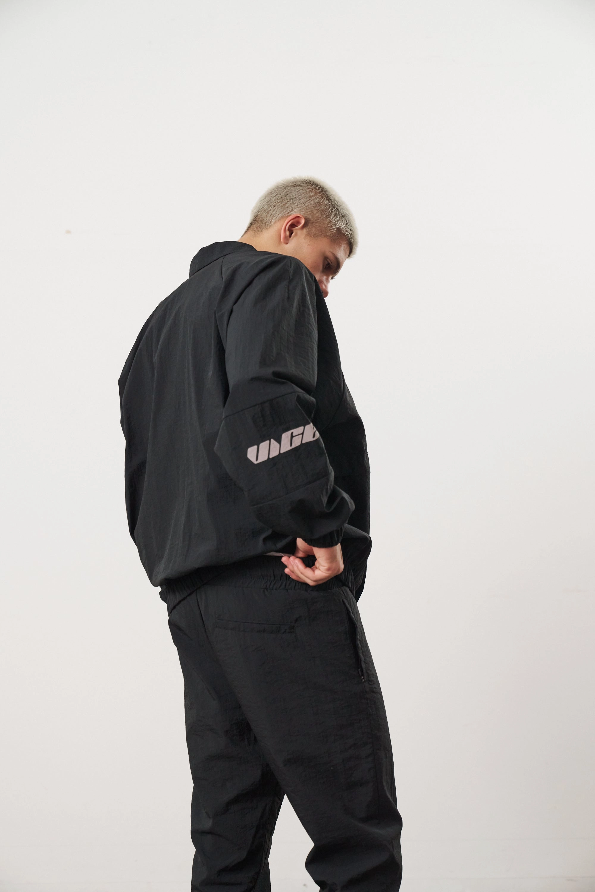 Odor Control Finish Eco Friendly Recycled Material Vice 84 'Reflective Racer' Nylon Track Jacket - Black