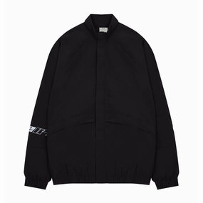 Vice 84 'Reflective Racer' Nylon Track Jacket - Black High Neck
