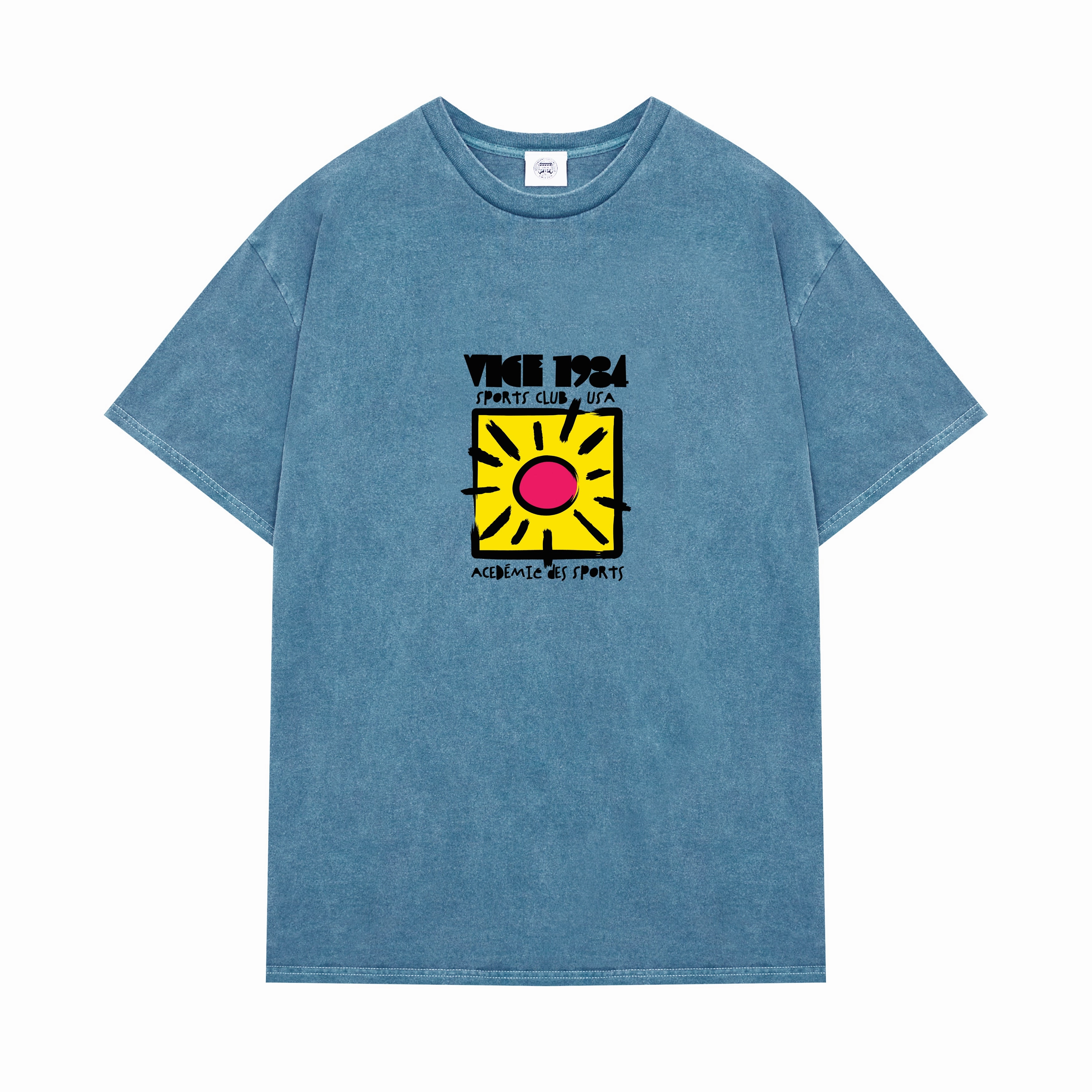 Chilly Day Wear Vice 84 'Sun Sports Club' Vintage Washed Tee - Mid Blue