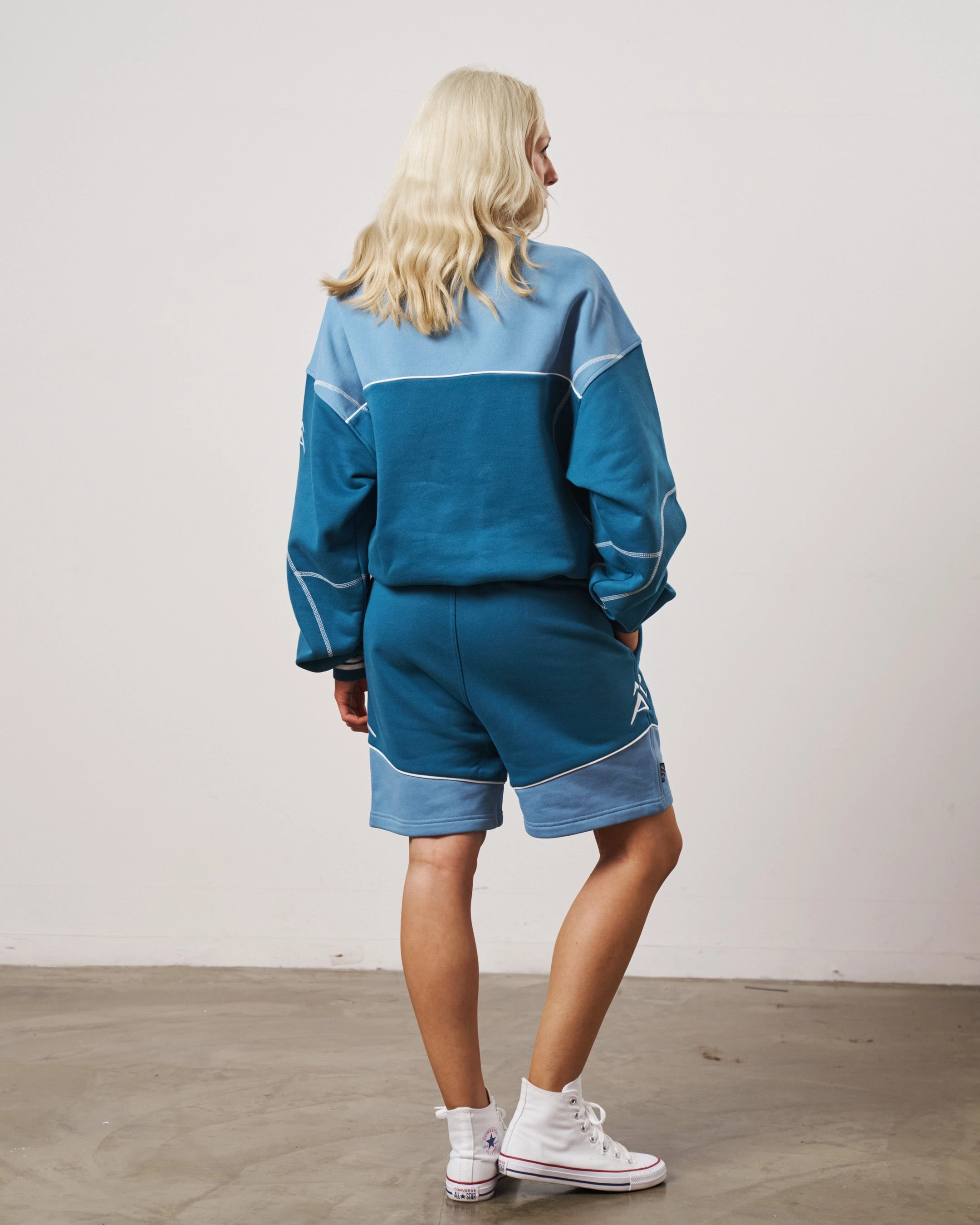 Vice 84 'Warm Up' Heavyweight Panel Jogger Shorts - Blue Active Layer