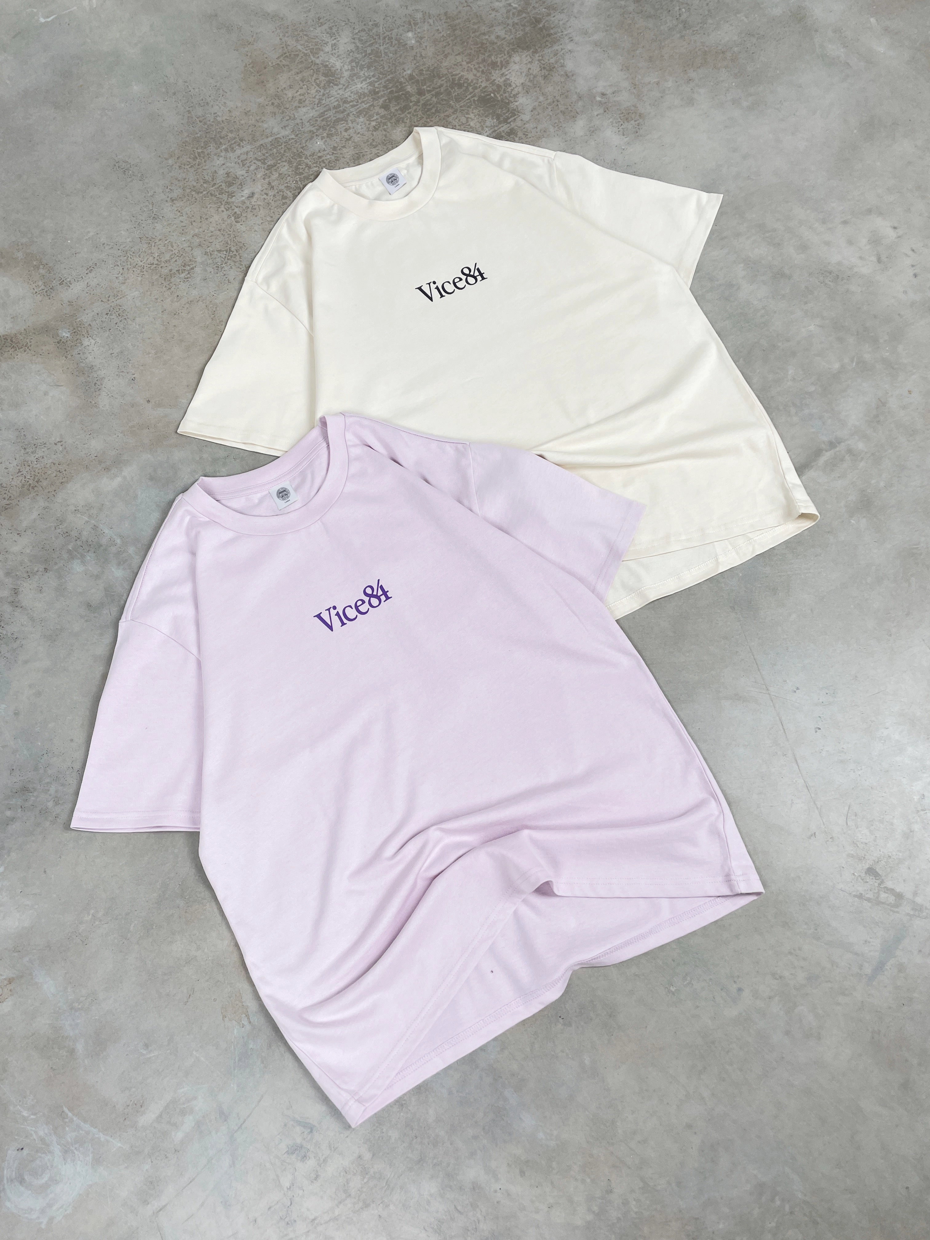 Striped modernity Vice 84 Premium Heavy Tee Twinpack - Ecru/Orchid