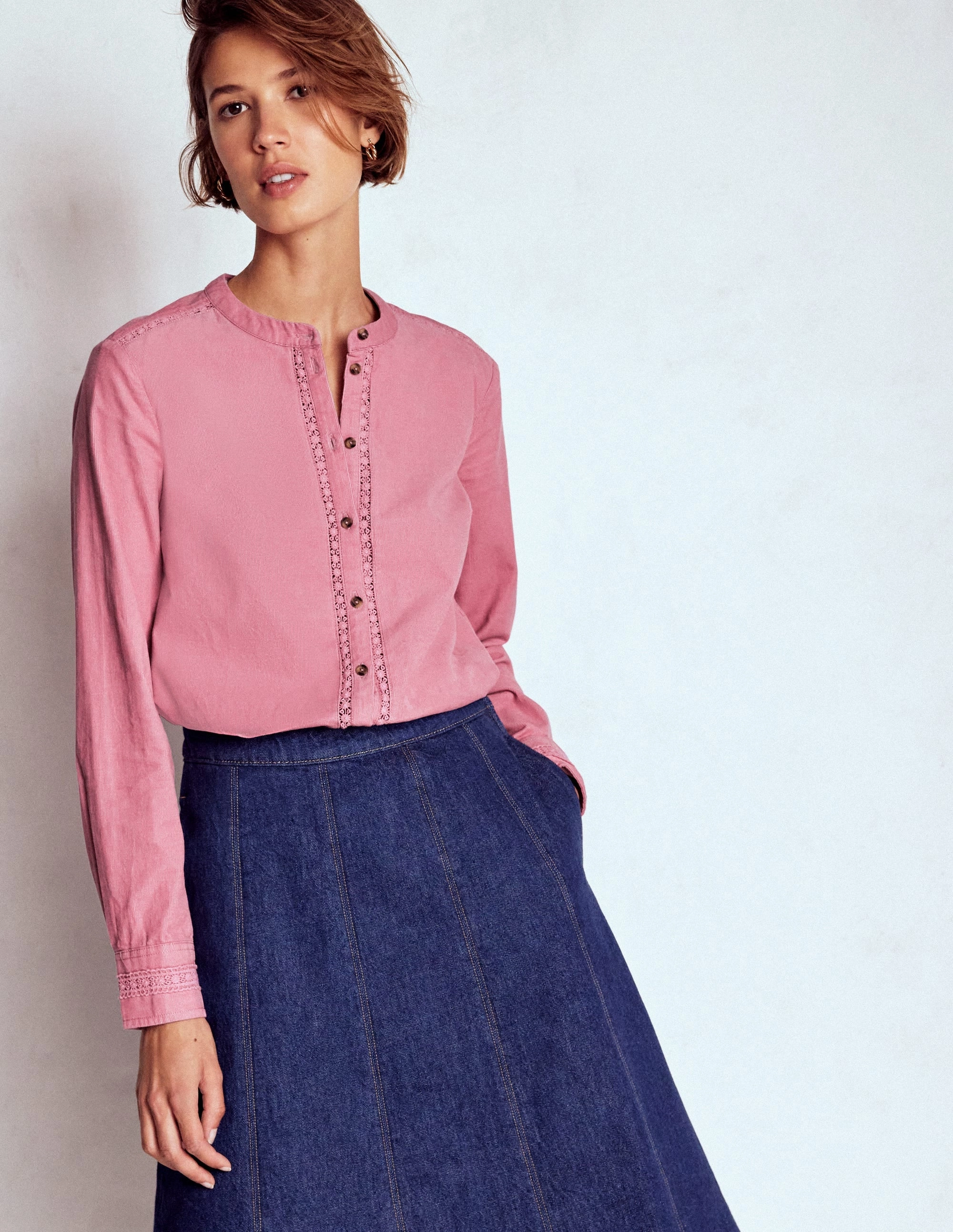Lightweight Design Trendy Look Victoria Cord Shirt-Blushing Rose AntiPilling Surface