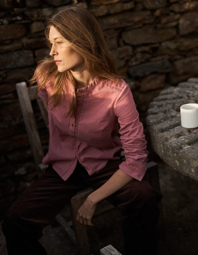 Convertible Style Drop Shoulder Design Victoria Cord Shirt-Blushing Rose AntiPilling Surface
