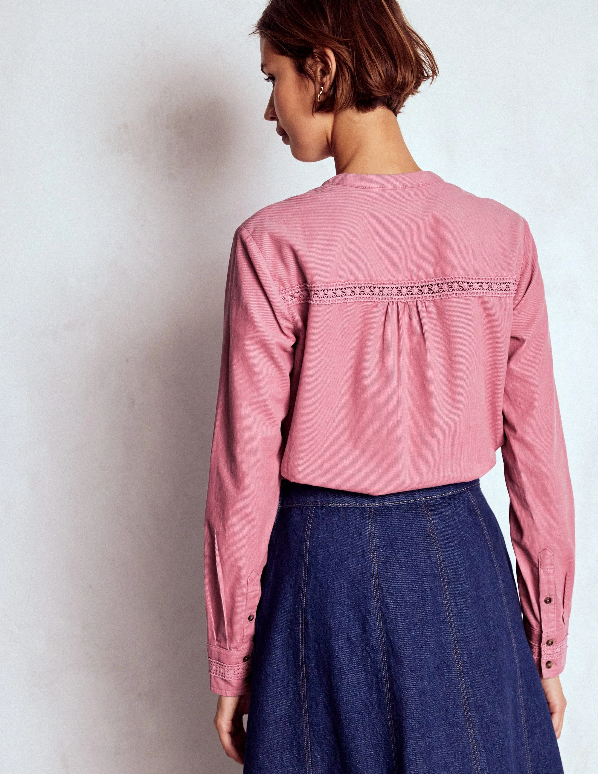 YarnDye Technique ComfortStretchFit Victoria Cord Shirt-Blushing Rose AntiPilling Surface