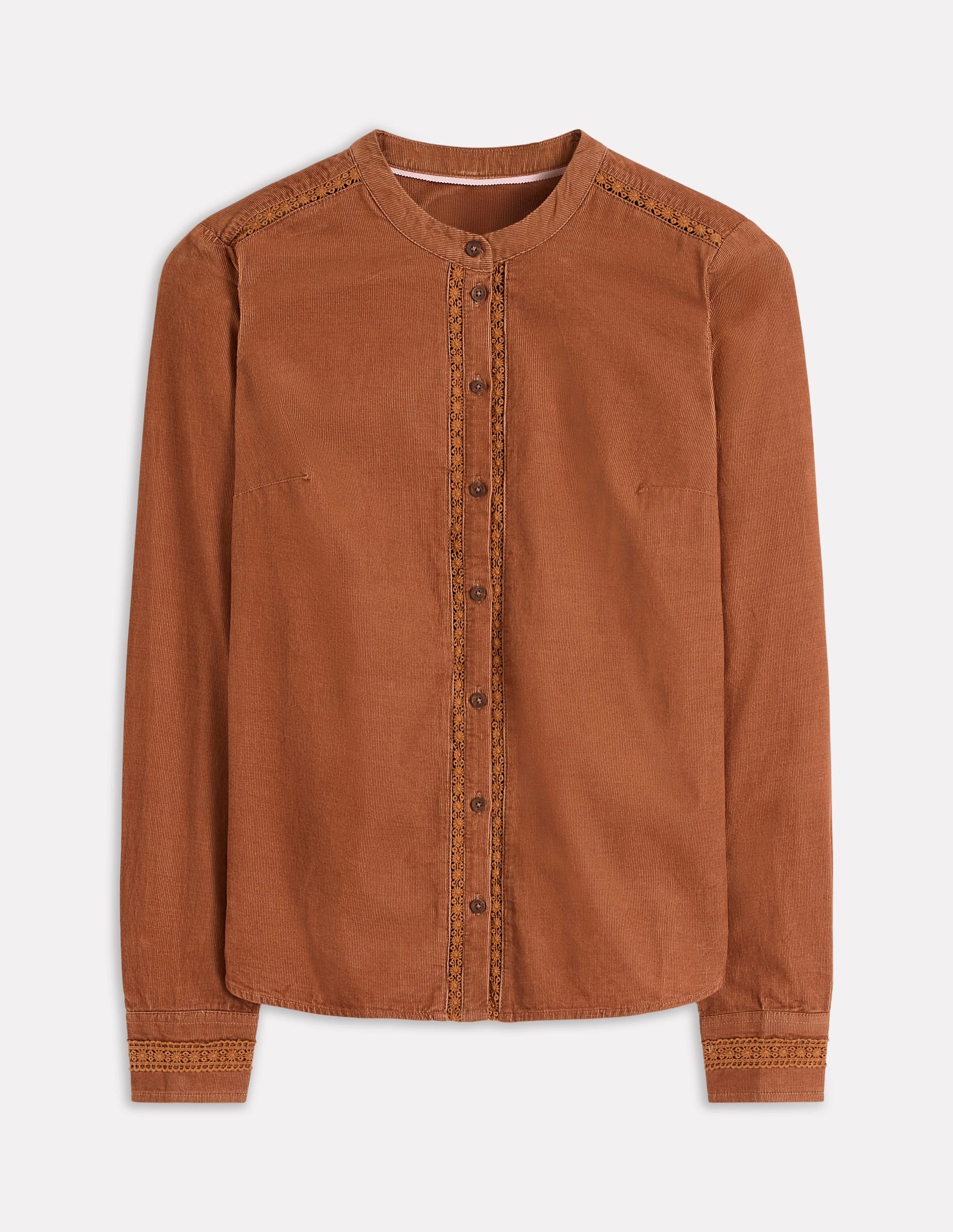 HighDurabilityWeave Multi Panel Cut Victoria Cord Shirt-Ginger Adjustable Hemlines