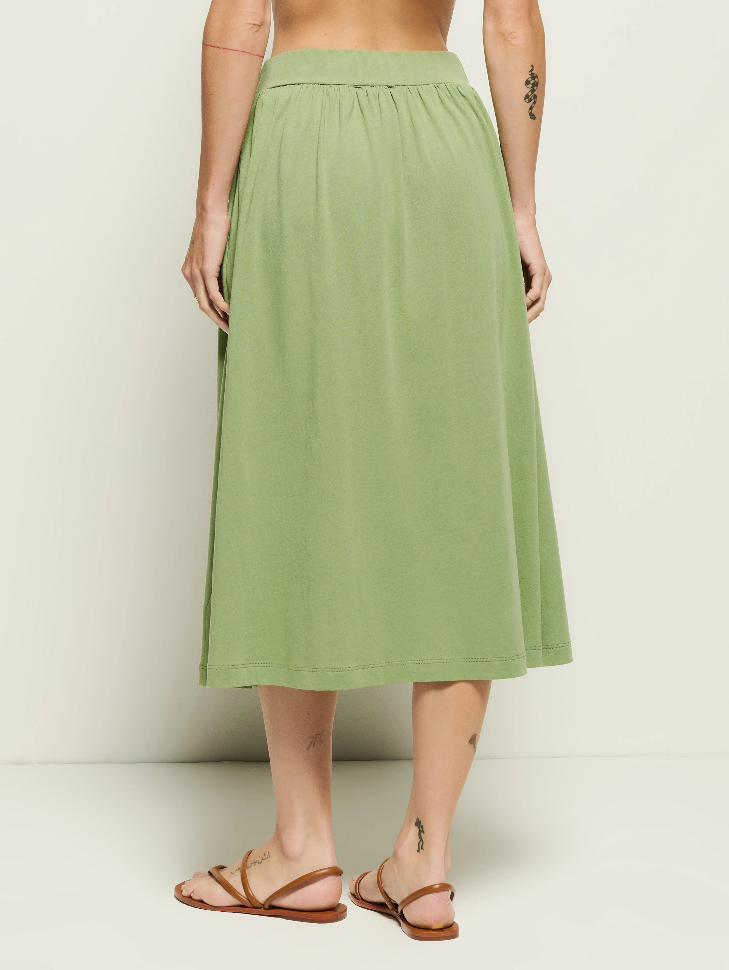 natural fiber Two Tone Trim Vida Midi Skirt
