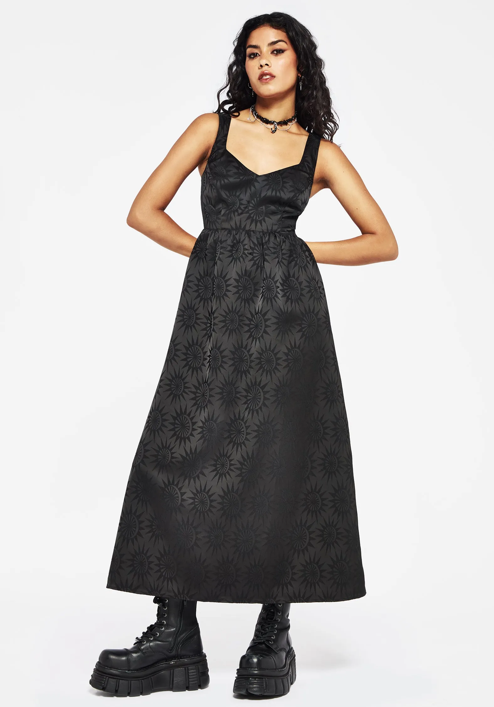 Semine Celestial Printed Cami Midi Dress Gentle Aesthetic