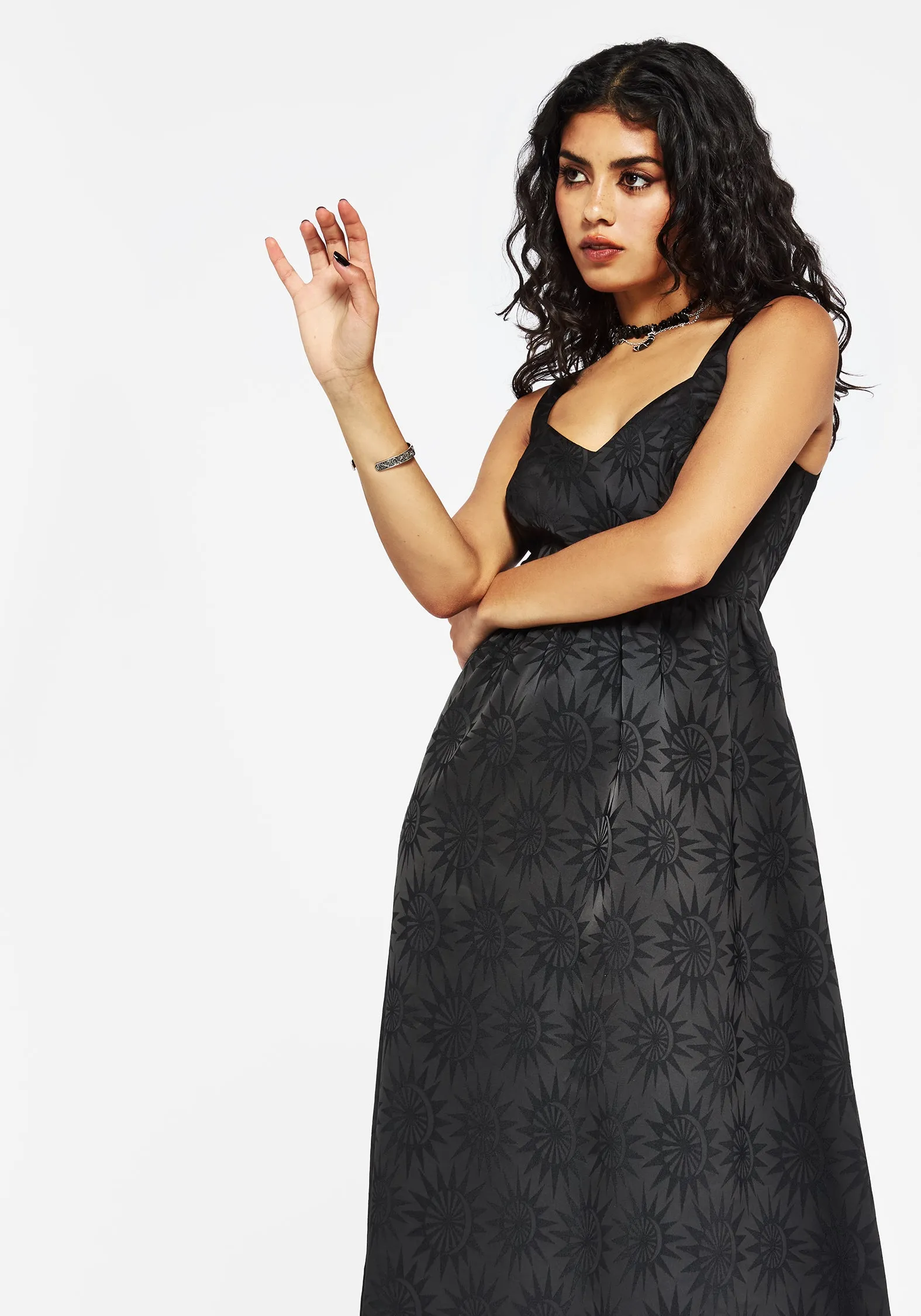 Semine Celestial Printed Cami Midi Dress Smooth Drape