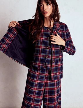Tailored Check Waistcoat-Navy, Green and Red Check Camo Print City Chill Style