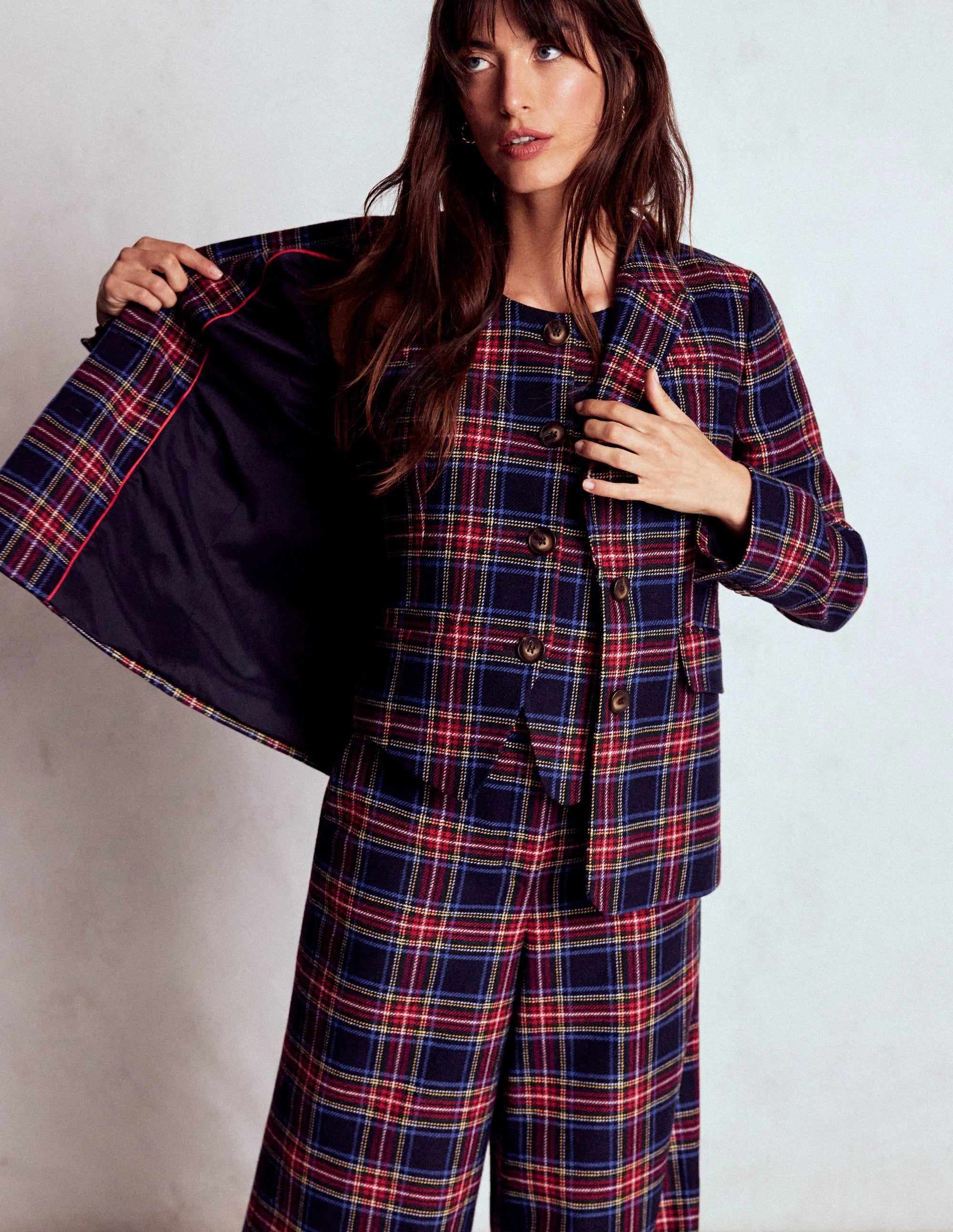 Tailored Check Waistcoat-Navy, Green and Red Check Camo Print City Chill Style
