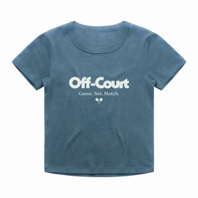 Light and Breathable Scoop neck femininity Vice 84 'Off-Court' Vintage Washed Baby Tee - Blue