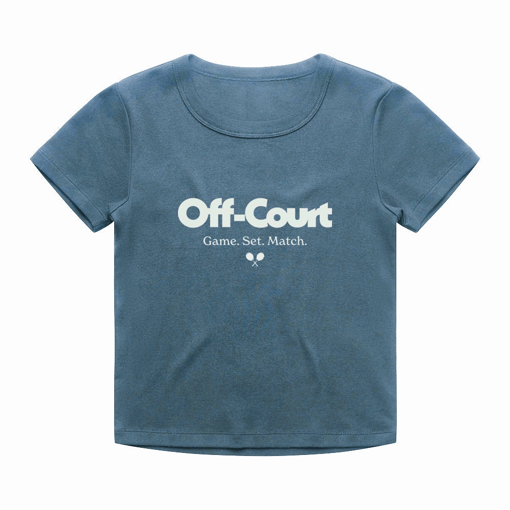 Light and Breathable Scoop neck femininity Vice 84 'Off-Court' Vintage Washed Baby Tee - Blue