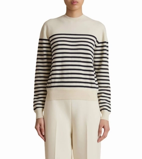 Basic Must-Have Flexible Design Viola Stripe Sweater In Midnight Navy