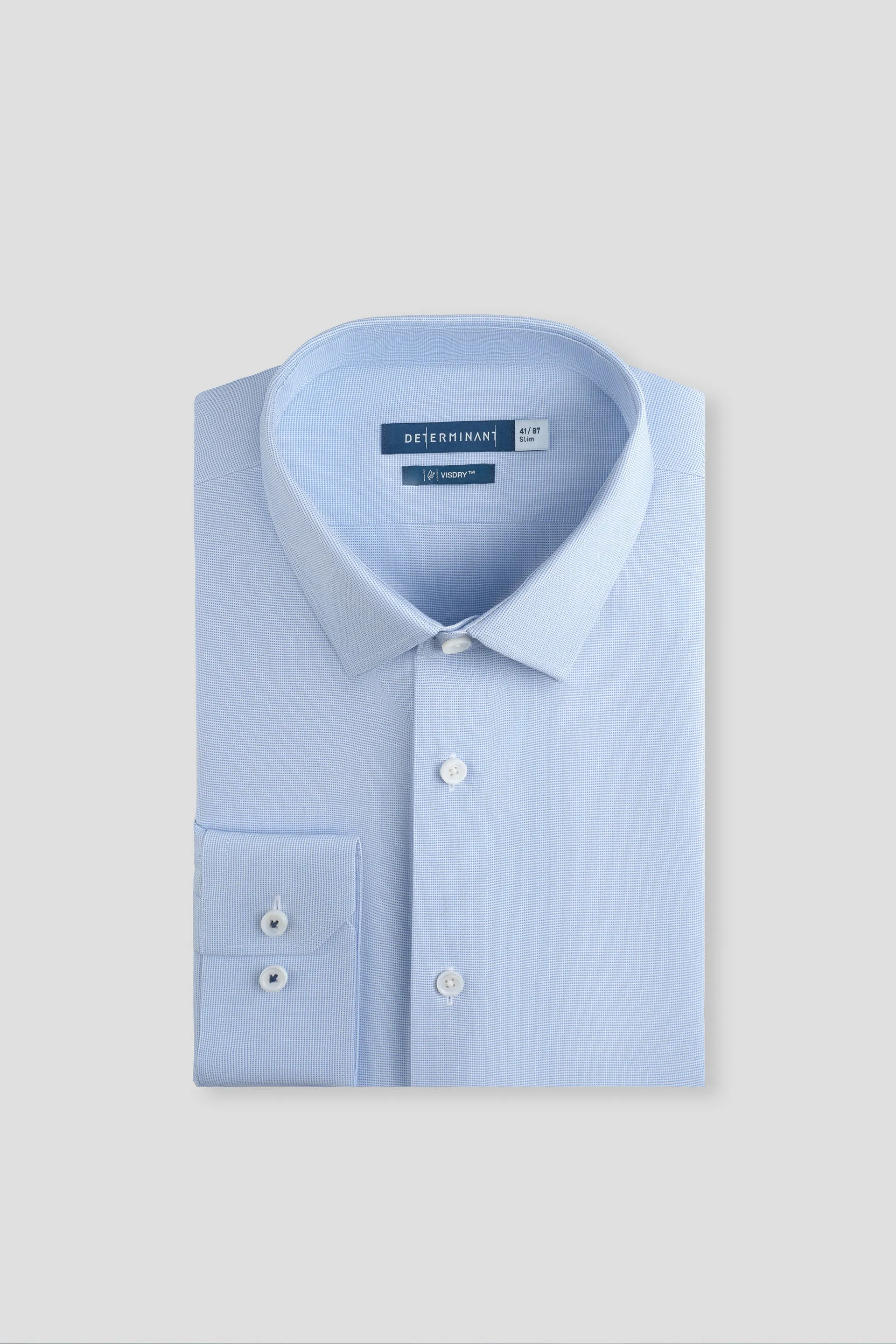 VISDRY? Basketweave Dress Shirt | Light Blue 24934N high-low hem Eco Friendly Dye