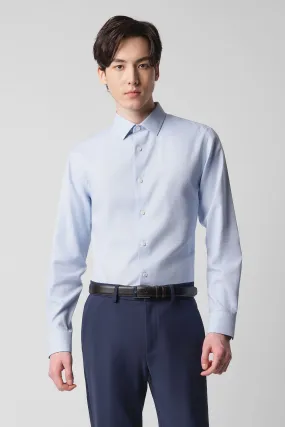 Anti Static Treatment Comfort Wear VISDRY? Basketweave Dress Shirt | Light Blue 24934N