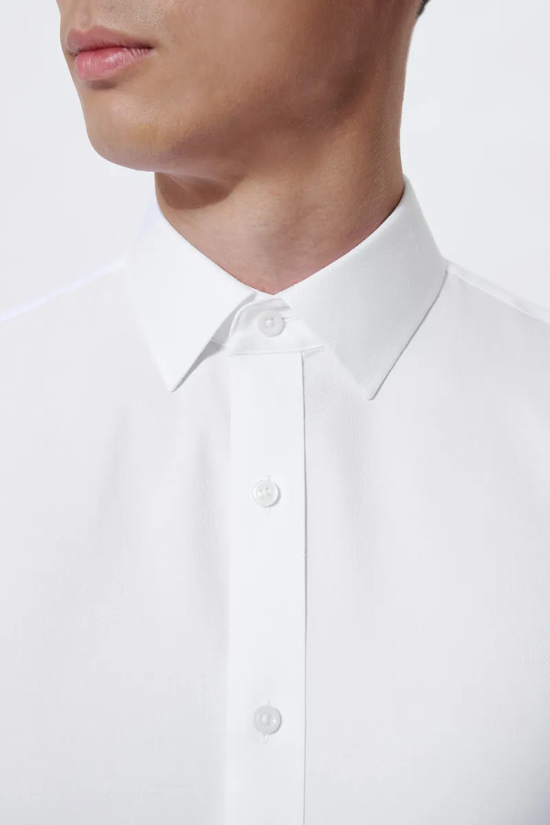 VISDRY? Dobby Dress Shirt | White WH001Z Neutral Shade Contemporary Fashion