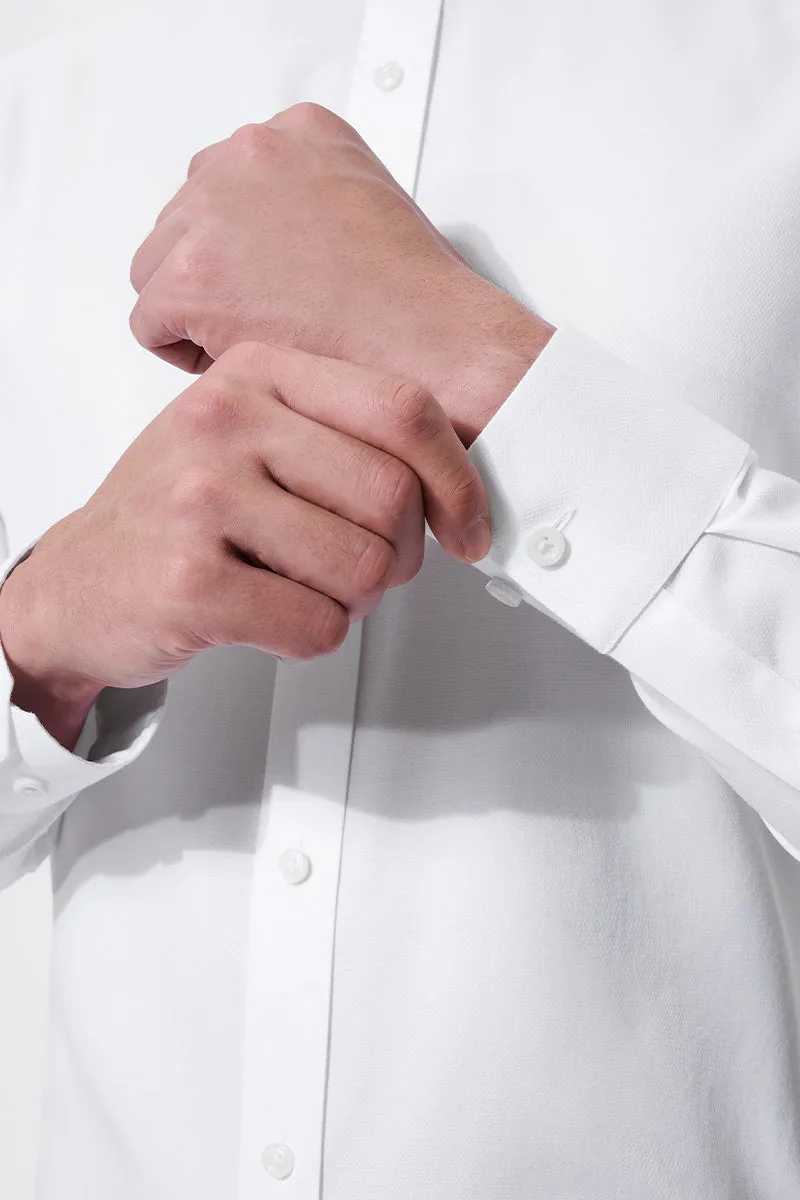 Versatile Piece VISDRY? Dobby Dress Shirt | White WH001Z