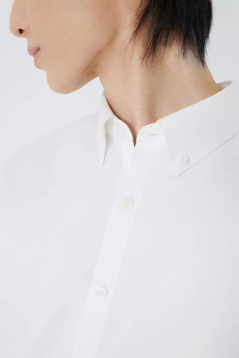 Indoor Comfort VISDRY? Twill Button-Down Smart Shirt | White WH001Z