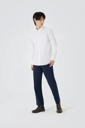 VISDRY? Twill Button-Down Smart Shirt | White WH001Z Seamless Shoulder adult clothing