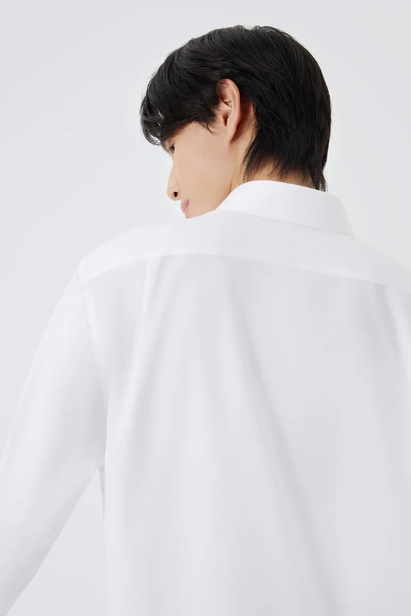 Fitted Cut Casual Comfort VISDRY? Twill Button-Down Smart Shirt | White WH001Z