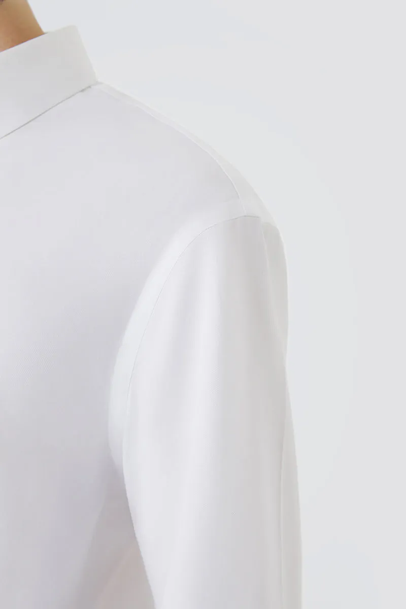 VISDRY? Twill Button-Down Smart Shirt | White WH001Z Eco Friendly Production