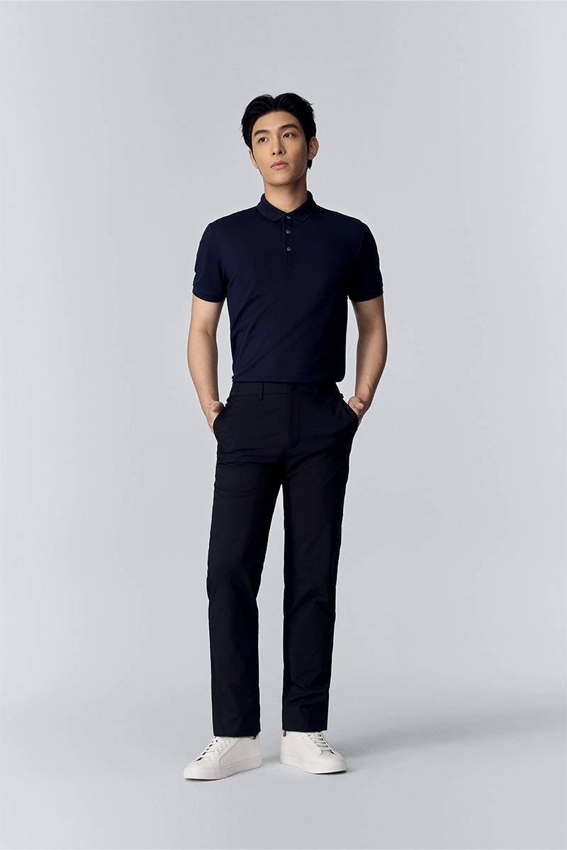 Mesh Lined Back Flexible Wear VISDRY? 3-Button Pique Polo | Navy NNY096