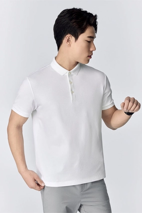 VISDRY? 3-Button Pique Polo | White WH001Z Layered Style Sporty Design