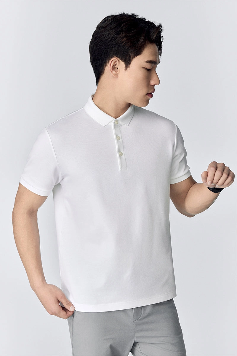 VISDRY? 3-Button Pique Polo | White WH001Z Layered Style Sporty Design