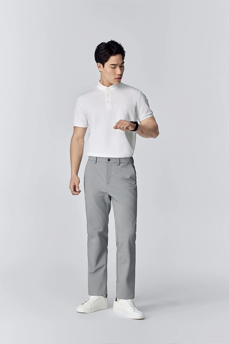 Formal Edge Preppy Style VISDRY? 3-Button Pique Polo | White WH001Z