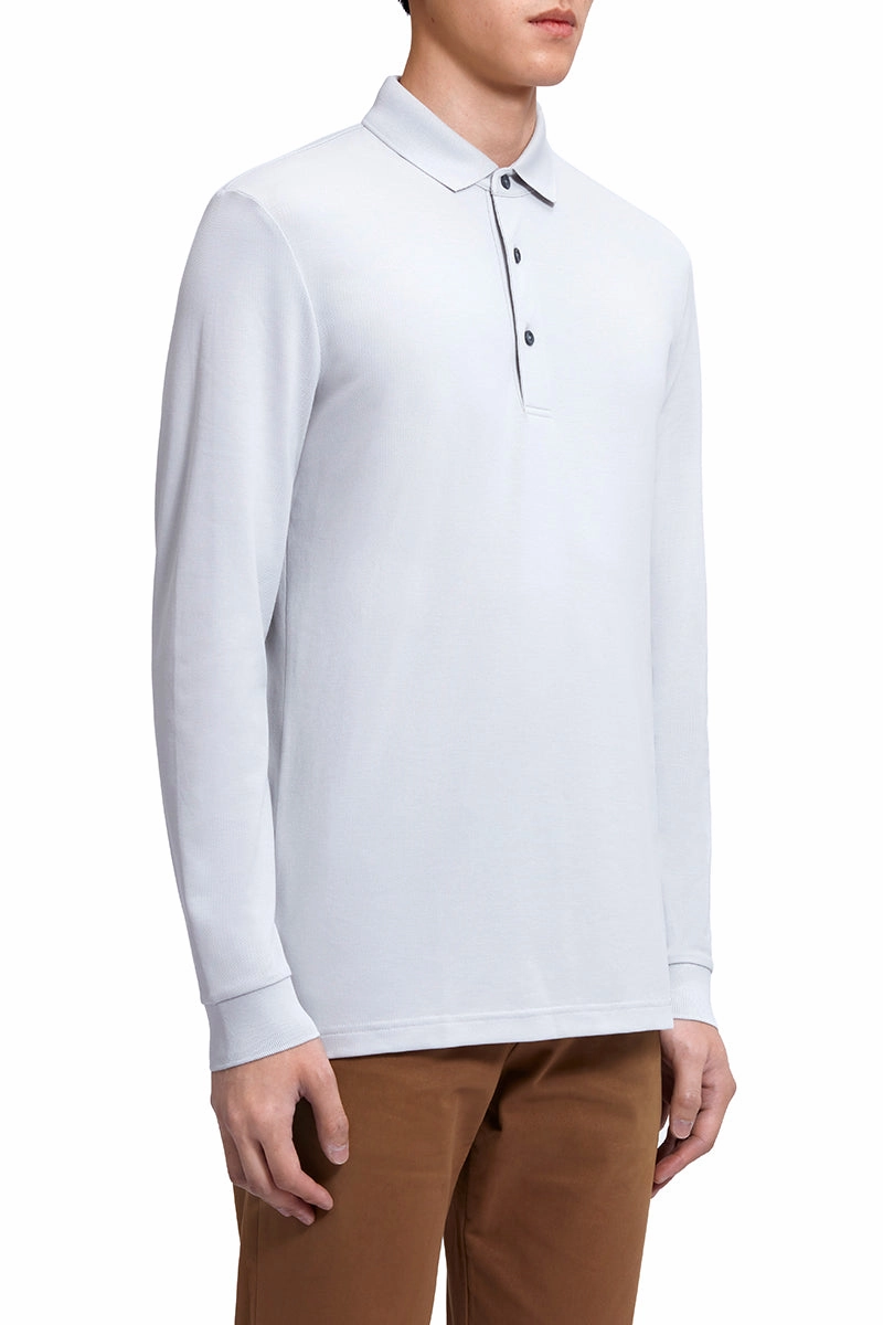 Simple Top Comfort Apparel VISDRY? Pique Long Sleeve Polo | Light Grey GYE008