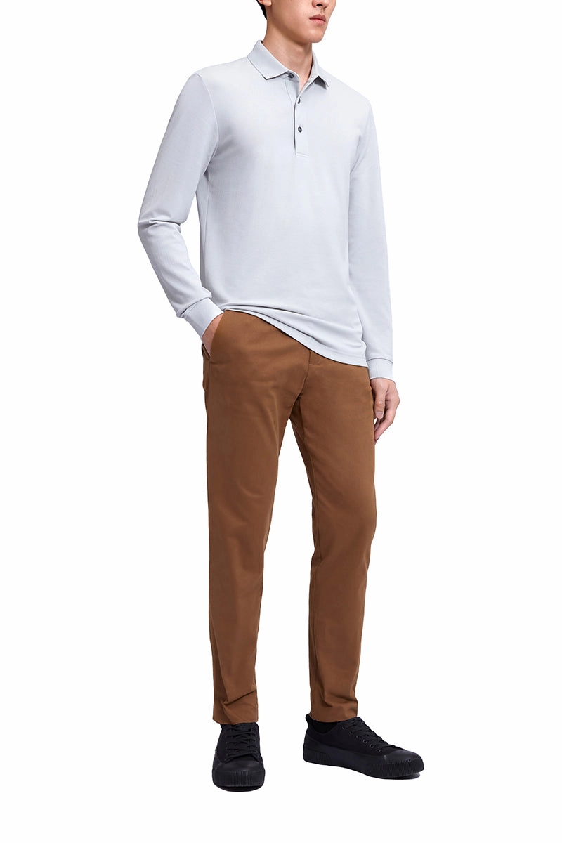 Light Fit VISDRY? Pique Long Sleeve Polo | Light Grey GYE008