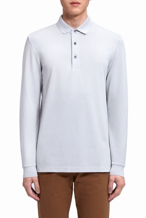 VISDRY? Pique Long Sleeve Polo | Light Grey GYE008 Active Lifestyle Modern Style