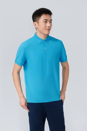 VISDRY? Pique Polo | Blue P306UZ Tailored Silhouette Luxe Layer