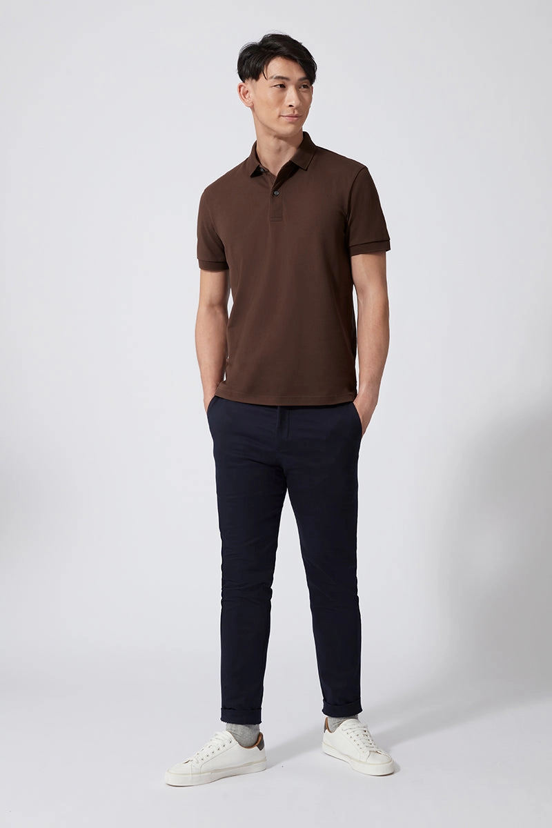 VISDRY? Pique Polo | Brown BRE046 Chic Comfort
