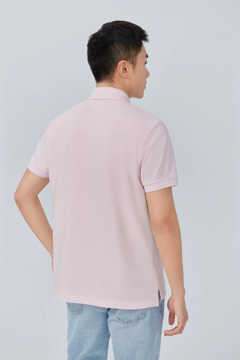 VISDRY? Pique Polo | Pink P670UZ Relaxed Neckline Slim Tailored