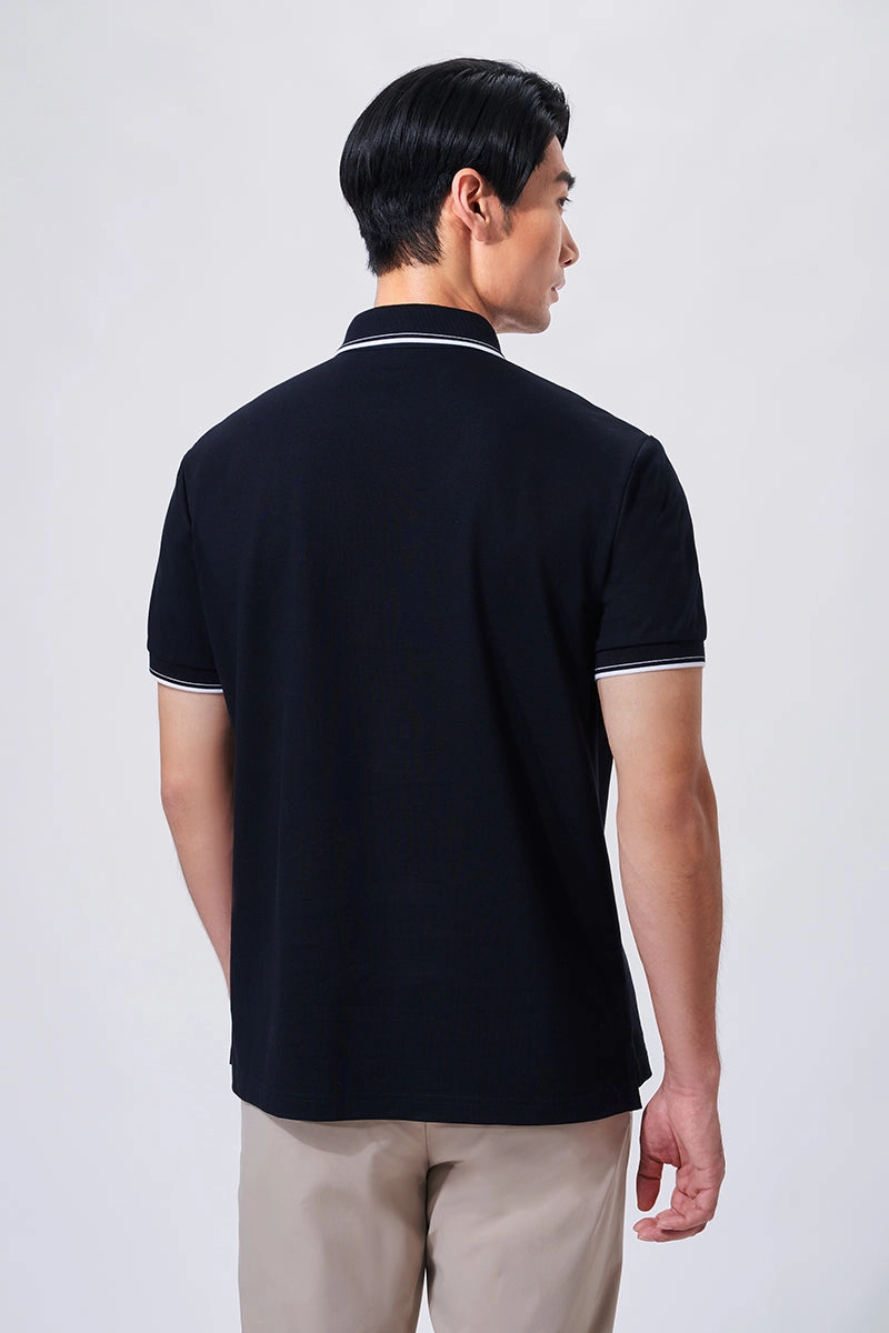 All-Season Comfort VISDRY? Pique Tipped Polo | Black BKFD01