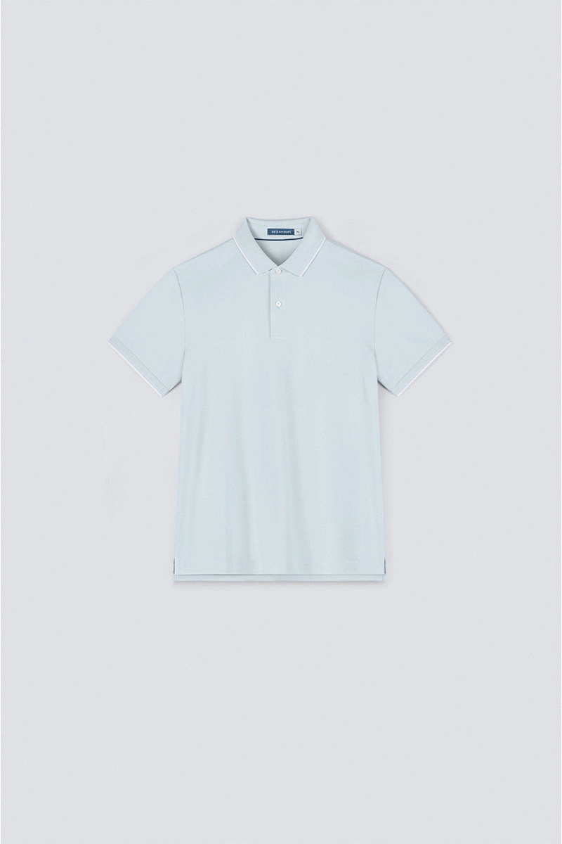 VISDRY? Pique Tipped Polo | Light Blue BLE237 Chill Vibe