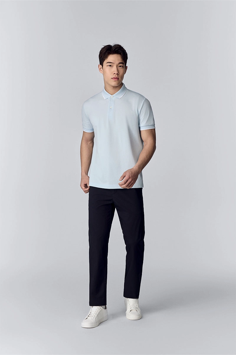 Breathable Underarm Vents Fashion Essential VISDRY? Pique Tipped Polo | Light Blue BLE237