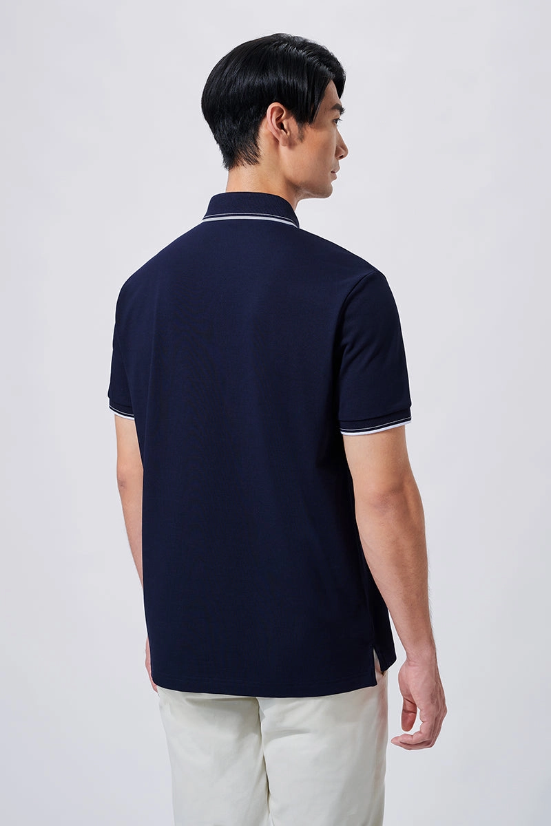 Comfortable Look LowProfile Hem VISDRY? Pique Tipped Polo | Navy NNY096