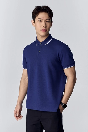 VISDRY? Pique Tipped Polo | Patriot Blue PT3925 Modern Casual Weekend Brunch