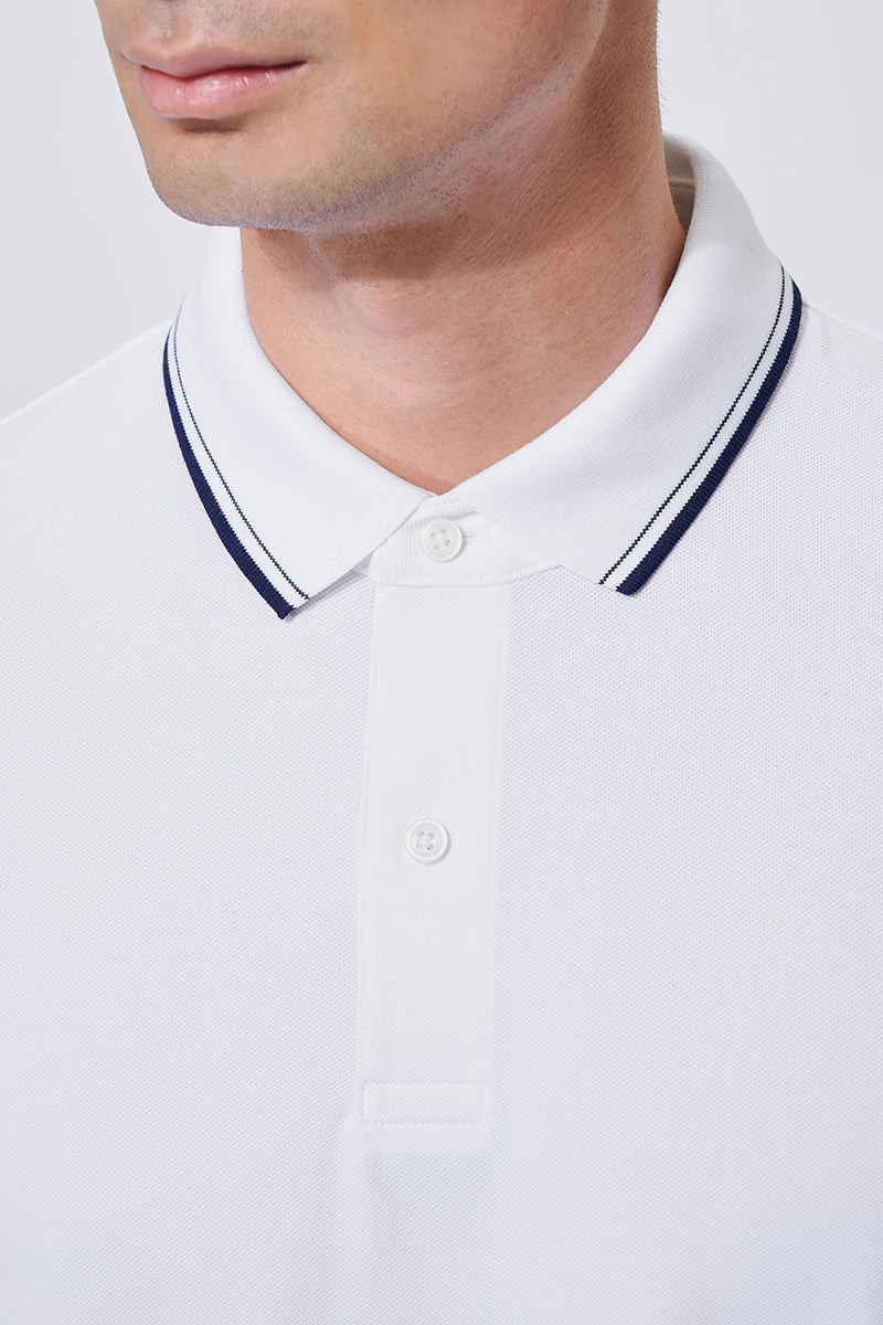 VISDRY? Pique Tipped Polo | White WH001Z Breathable Underarm Vents Sporty Layer