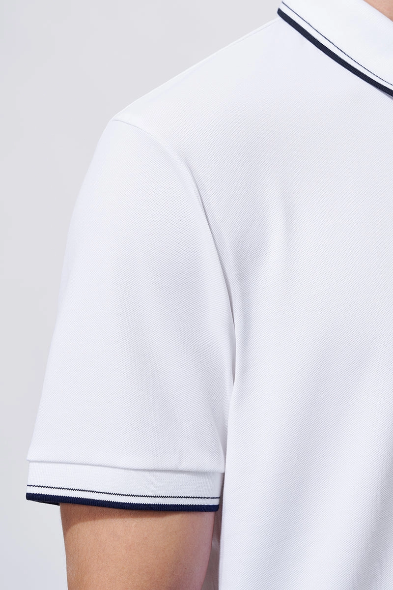 VISDRY? Pique Tipped Polo | White WH001Z Moisture control