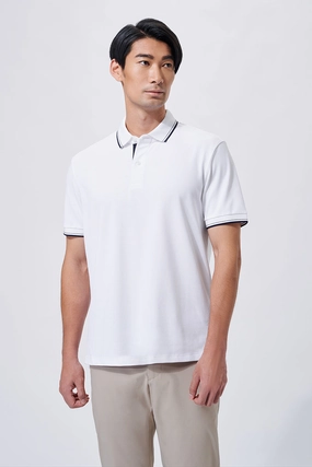 VISDRY? Pique Tipped Polo | White WH001Z Oversized Silhouette Refined Layer
