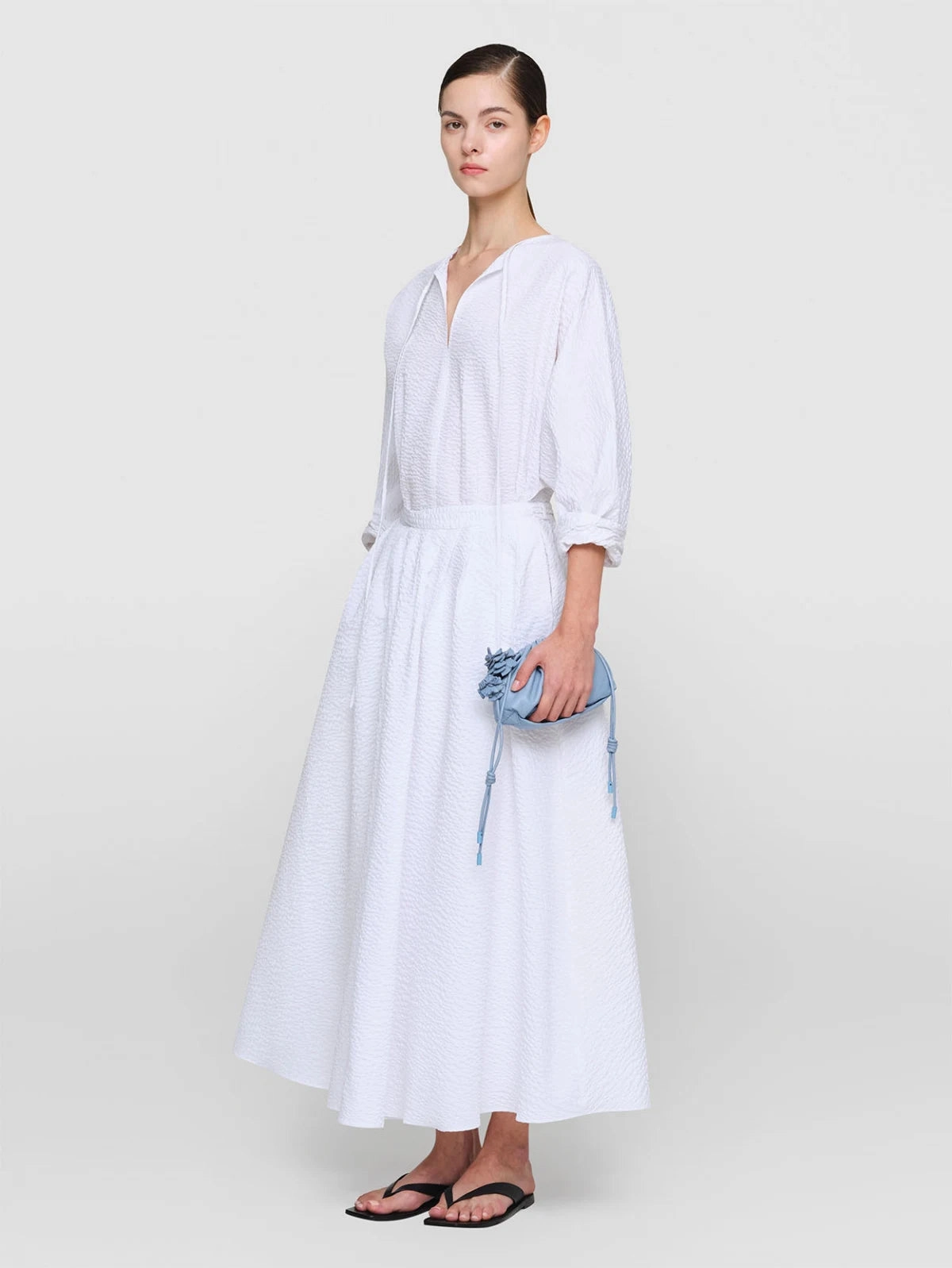 White Graeber Seersucker Dress Aura Glow