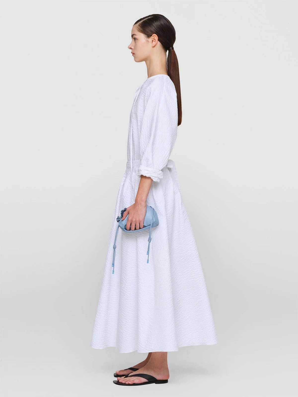 White Graeber Seersucker Dress EasyCareMaterial