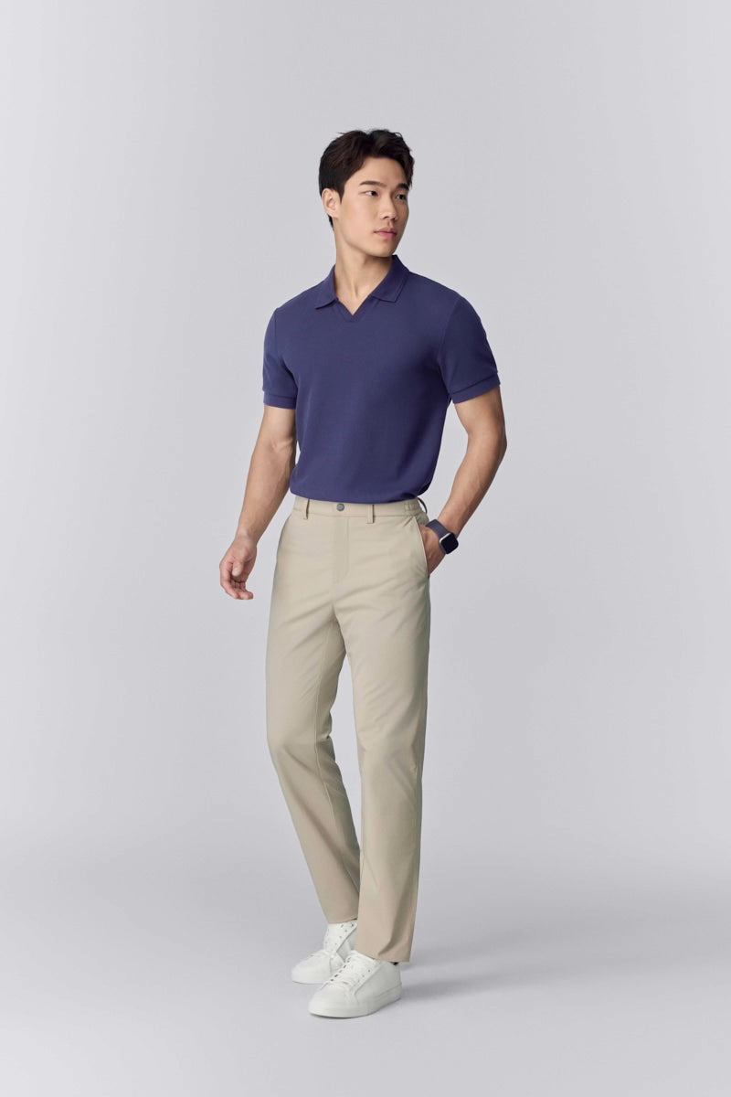 Waffle-Knit Buttonless Polo | Ensign Blue PT4026 Clubhouse Ready