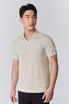 Waffle-Knit Buttonless Polo | Light Beige PT0404 Clubhouse Attire Club Attire